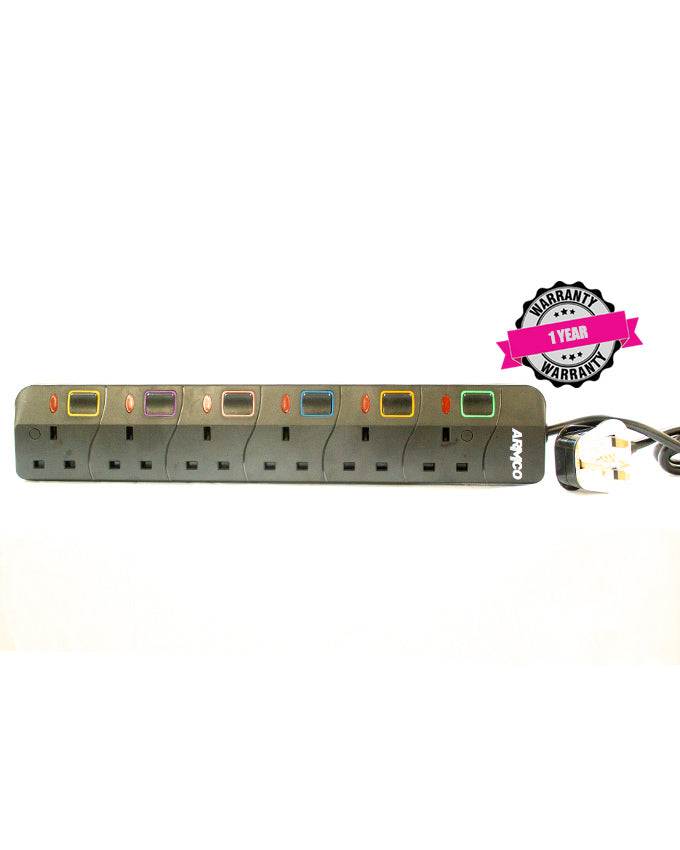 ARMCO AEE-6WAY-Extension Socket-Power Protection