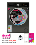 ARMCO AWM-FL1000VE-ST(SL) - 10KG, 62L, Fully Automatic STEAM Washing Machine - Front Load.