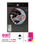 ARMCO AWM-FL800VE-ST(SL) - 8KG, 55L, Fully Automatic STEAM Washing Machine - Front Load