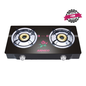 ARMCO GC-8270GX-2Burner Glass Top Gas Cooker With free 2m pipe