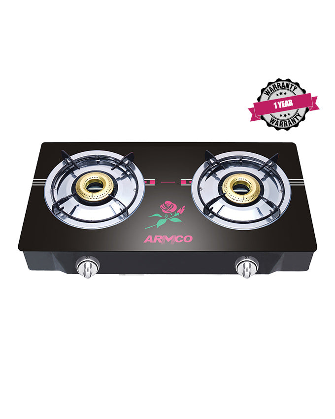 ARMCO GC-8270GX-2Burner Glass Top Gas Cooker With free 2m pipe