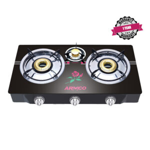 ARMCO GC-8370GX-3Burner Glass Tabletop Gas Cooker With free 2m pipe