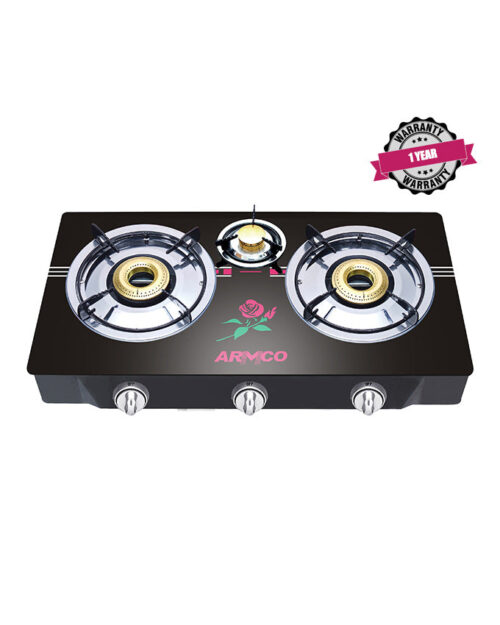 ARMCO GC-8370GX-3Burner Glass Tabletop Gas Cooker With free 2m pipe