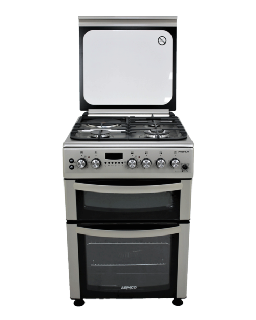 ARMCO GC-F6631ZX2D2(SL) - 3 Gas(1 WOK), 1 Electric, 60x60 Double Oven Gas Cooker.