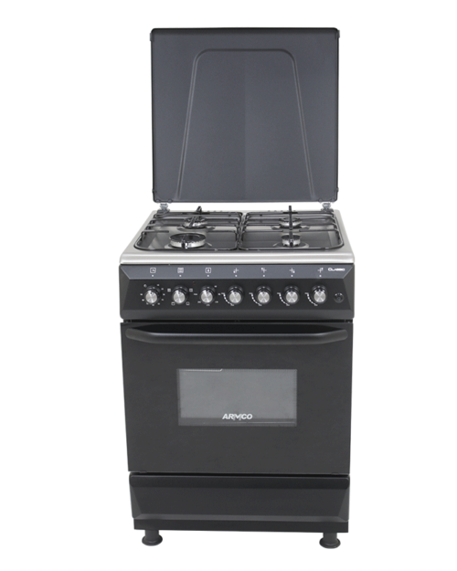 ARMCO GC-F6640MX(BK) - 4 Gas Burner, 60X60 Electric Oven+Grill Cooker