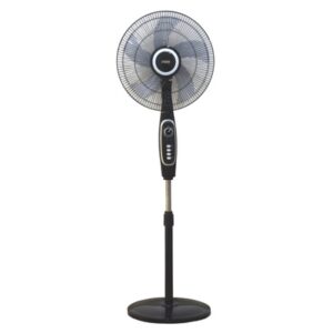 Mika Stand Fan, 16", Black & Silver
