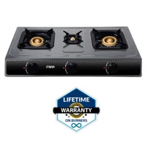 Mika Gas Stove, Table Top, Nonstick, 3 Burner