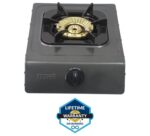 Mika Gas Stove, Table Top, Non Stick, Single Burner, Metalic Grey