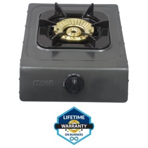 Mika Gas Stove, Table Top, Non Stick, Single Burner, Metalic Grey