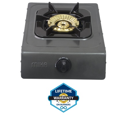 Mika Gas Stove, Table Top, Non Stick, Single Burner, Metalic Grey
