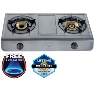 Mika Gas Stove, Table Top, Teflon, 2 Burner