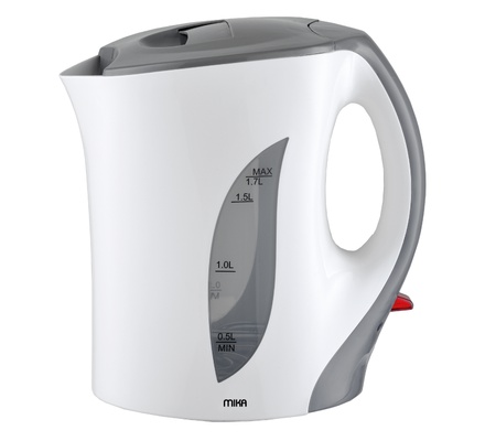 Mika Kettle (Electric), Plastic, 1.7L, Corded, White & Grey