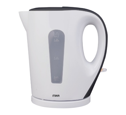 Mika Kettle, 1.7L, Plastic, Cordless, Cream White Body & Black Handle & Black Lid