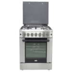 Mika Standing Cooker, 60cm X 60cm, 4 Gas, Electric Oven, Half Inox