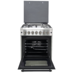 Mika Standing Cooker, 60cm X 60cm, 4 Gas, Electric Oven, Half Inox