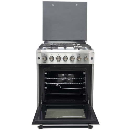 Mika Standing Cooker, 60cm X 60cm, 4 Gas, Electric Oven, Half Inox