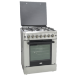 Mika Standing Cooker, 60cm X 60cm, 4 Gas, Electric Oven, Half Inox