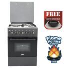 Mika Standing Cooker, 58cm x 58cm, 3 Gas Burner + 1 Electric Plate, Decor Silver