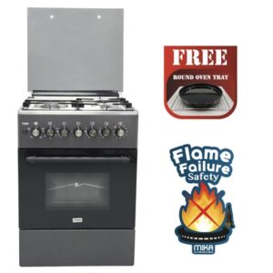 Mika Standing Cooker, 58cm x 58cm, 3 Gas Burner + 1 Electric Plate, Decor Silver