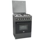 Mika Standing Cooker, 58cm x 58cm, 3 Gas Burner + 1 Electric Plate, Decor Silver