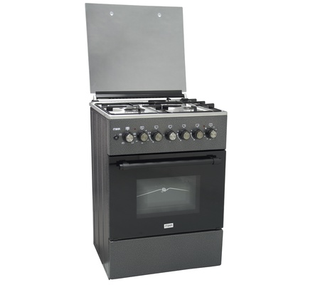 Mika Standing Cooker, 58cm x 58cm, 3 Gas Burner + 1 Electric Plate, Decor Silver
