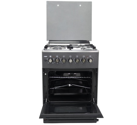 Mika Standing Cooker, 58cm x 58cm, 3 Gas Burner + 1 Electric Plate, Decor Silver