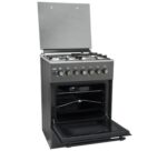 Mika Standing Cooker, 58cm x 58cm, 3 Gas Burner + 1 Electric Plate, Decor Silver