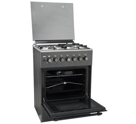 Mika Standing Cooker, 58cm x 58cm, 3 Gas Burner + 1 Electric Plate, Decor Silver
