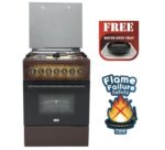 Mika Standing Cooker, 58cm x 58cm, 3 Gas Burner + 1 Electric Plate, Light Brown