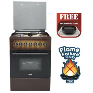 Mika Standing Cooker, 58cm x 58cm, 3 Gas Burner + 1 Electric Plate, Light Brown