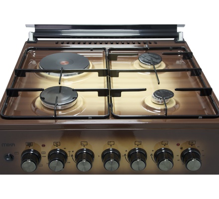 Mika Standing Cooker, 58cm x 58cm, 3 Gas Burner + 1 Electric Plate, Light Brown