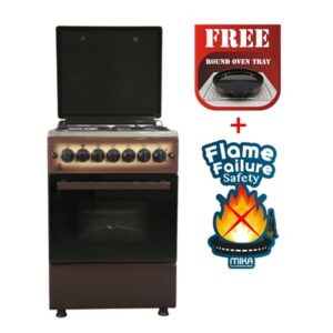 Mika Standing Cooker, 58cm X 58cm, 3 + 1, Electric Oven, Dark Brown