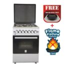 Mika Standing Cooker, 58cm X 58cm, 3 + 1, Electric Oven, Half Inox