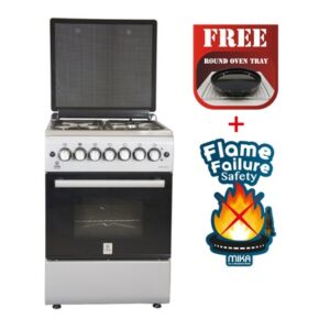 Mika Standing Cooker, 58cm X 58cm, 3 + 1, Electric Oven, Half Inox