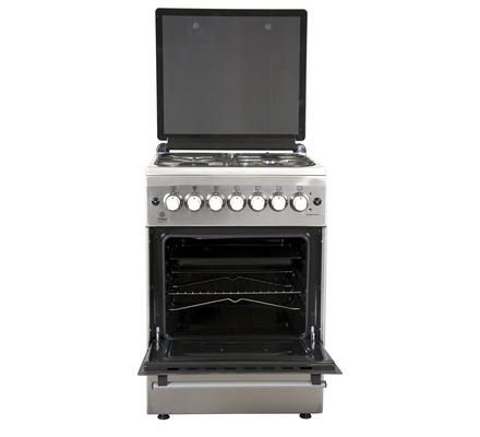 Mika Standing Cooker, 58cm X 58cm, 3 + 1, Electric Oven, Half Inox