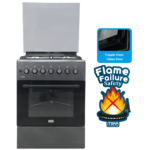 Mika Standing Cooker, 60cm x 60cm, 3 Gas Burner + 1 Electric Plate, Decor Silver