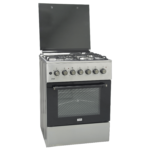Mika Standing Cooker, 60cm x 60cm, 3 Gas Burner + 1 Electric Plate, Half Inox