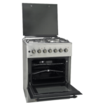 Mika Standing Cooker, 60cm x 60cm, 3 Gas Burner + 1 Electric Plate, Half Inox
