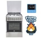 Mika Standing Cooker, 60cm x 60cm, 3 Gas Burner + 1 Electric Plate, Half Inox