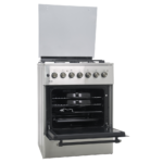 Mika Standing Cooker, 60cm x 60cm, 3 Gas Burner + 1 Electric Plate, Half Inox