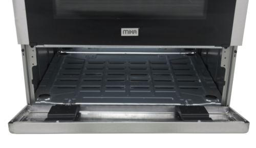 Mika Standing Cooker, 60cm x 60cm, 3 Gas Burner + 1 Electric Plate, Half Inox