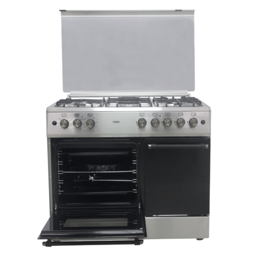 Mika Standing Cooker, 90cm x 60cm, 4 Gas Burner + 1 Electric Plate, Gas Compartment WOK Burner