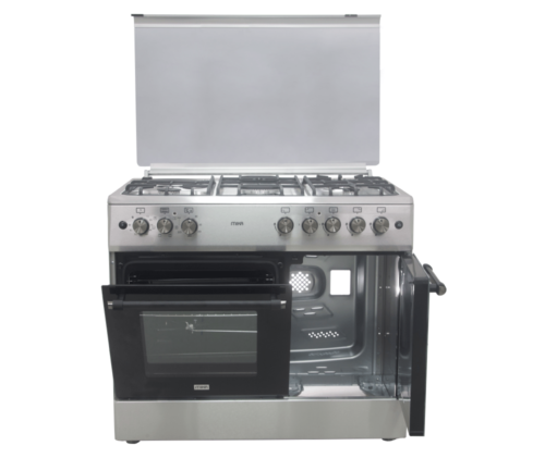 Mika Standing Cooker, 90cm x 60cm, 4 Gas Burner + 1 Electric Plate, Gas Compartment WOK Burner