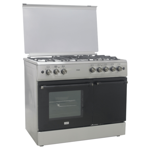 Mika Standing Cooker, 90cm x 60cm, 4 Gas Burner + 1 Electric Plate, Gas Compartment WOK Burner