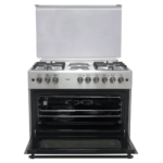Mika Standing Cooker, 90cm X 60cm, 4 + 2, Electric Oven, Half Inox