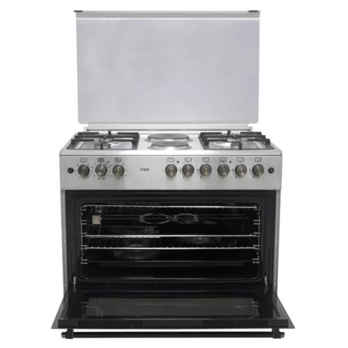 Mika Standing Cooker, 90cm X 60cm, 4 + 2, Electric Oven, Half Inox