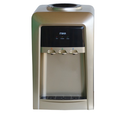 Mika Water Dispenser, Table Top, Hot, Normal & Electric Cooling (3 Taps), Gold & Black
