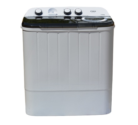 Mika Washing Machine, 6kg, Semi Automatic, Twin Tub, White & Grey