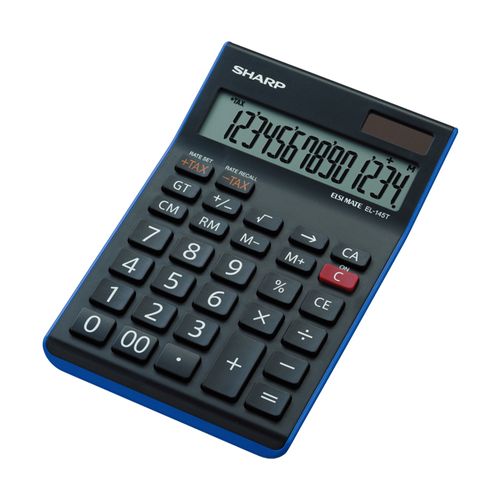 Sharp - EL-145T - 14 Digit Calculator - Black/ Blue