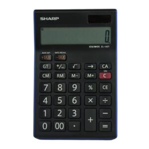 Sharp - EL-145T - 14 Digit Calculator - Black/ Blue